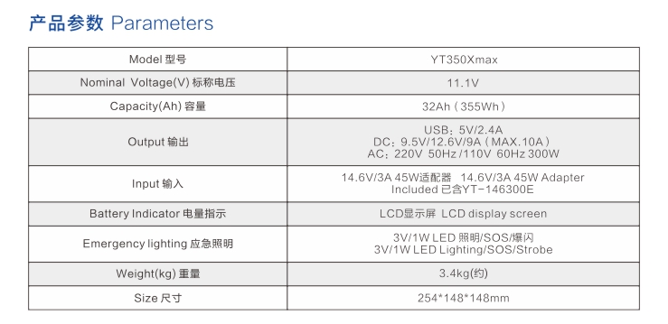 黄瓜视频IOS户外电源YT350Xmax参数